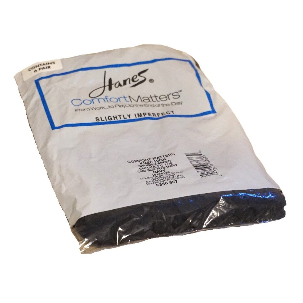 Hanes 6 Pair Navy Knee Highs Size OSFM